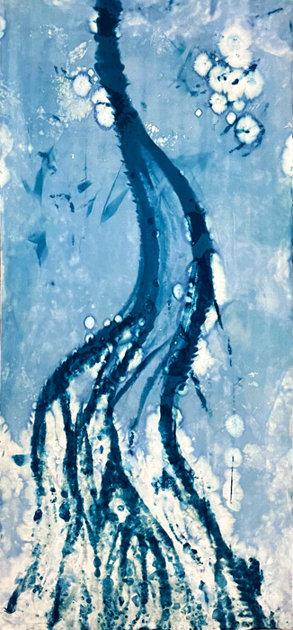 blue image of fresh flowing water into the sea